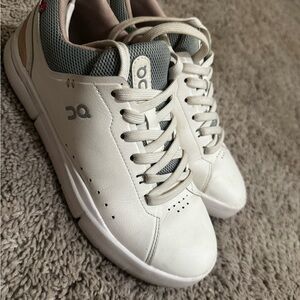 On Cloud Casual Leather Sneakers for Women in White and Gray